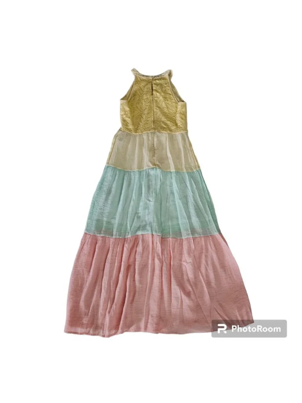 In Girl Women's Halter Neck Yellow Blue Pink Color Block Maxi Dress Size 12 - Picture 4 of 13